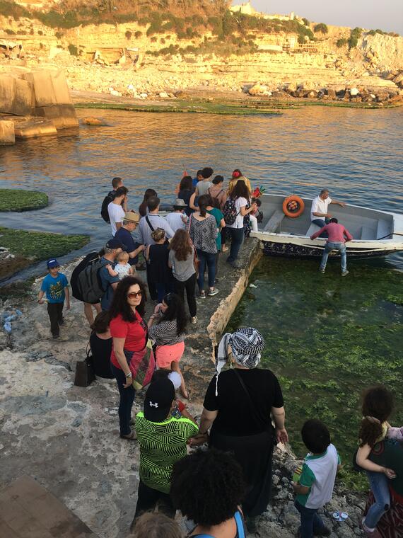 A boat tour in the Dalieh of Raouche during Beirut Watch Day.