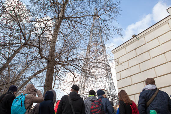 Participants on a tour of Shukhov Tower on Watch Day, 2016