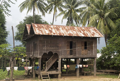 Rural teak farmhouse in Kywe Chin Village, north of Nay Pyi Taw, 2017.