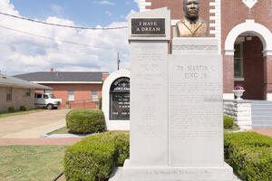 A statue of Dr. Martin Luther King, Jr. outside Brown Chapel AME Church in Selma, Alabama. Photo by William Abranowicz.