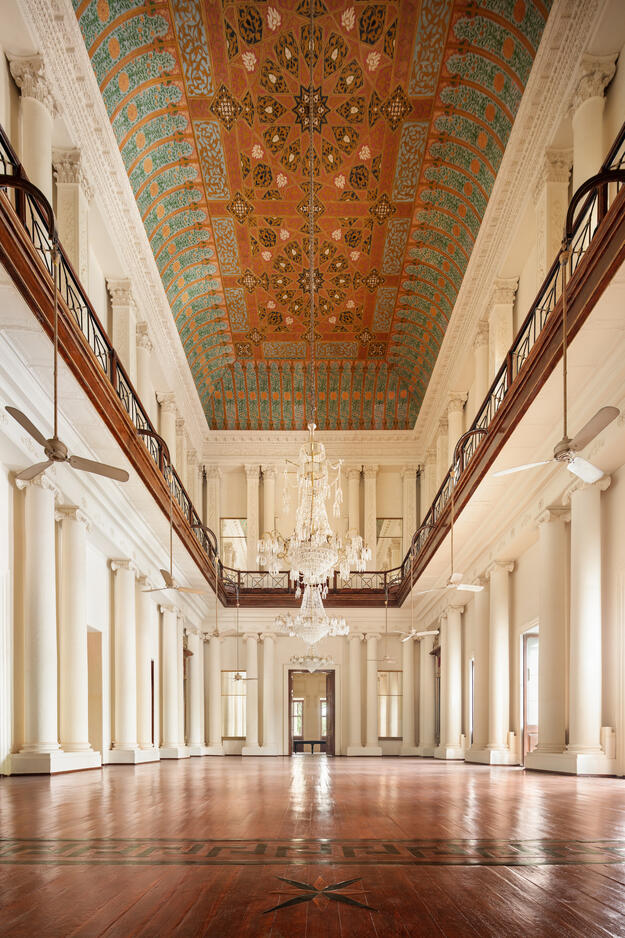 Durbar Hall after conservation, April 2022.  © NOUGHTS AND CROSSESS
