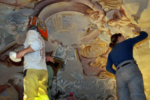 Conservation work on Baroque wall paintings in the Calvary Lower Church, Chapel No. 4.