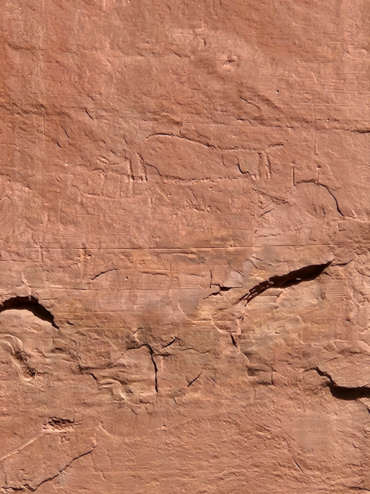 Depiction of wooly mammoth and bison, Sand Island Petroglyph Panel, Bears Ears National Monument, USA. 